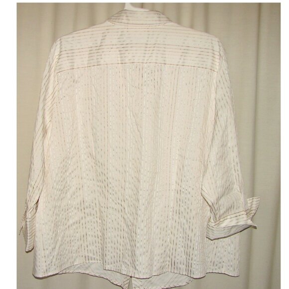 Worthington Woman Stretch Button Front SHIRT, 3X, White w/Gold Stripe NWOT - Picture 7 of 11